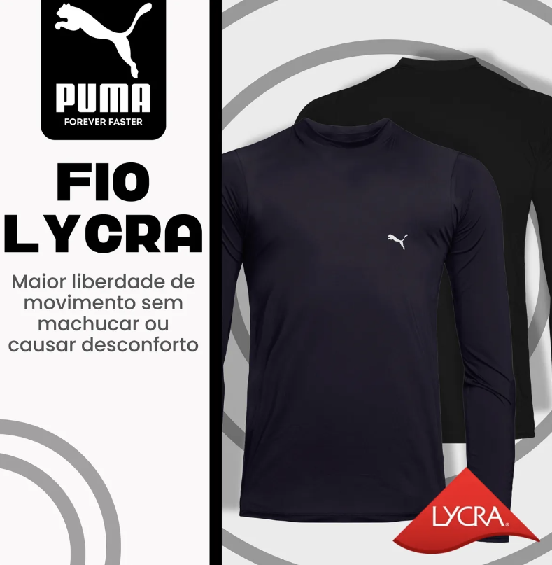 Camiseta Puma Térmica Manga Longa Proteção Uv 50+ Masculina