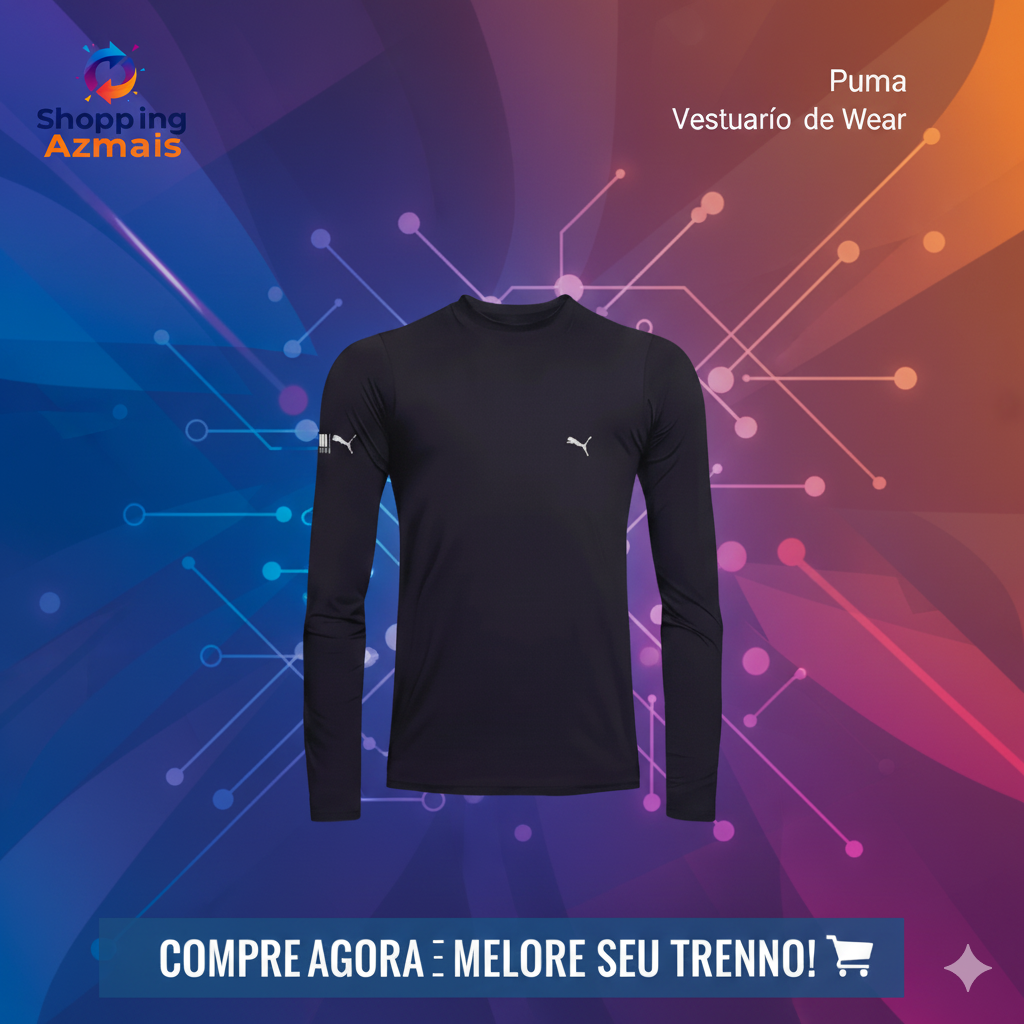 Camiseta Puma Térmica Manga Longa Proteção Uv 50+ Masculina