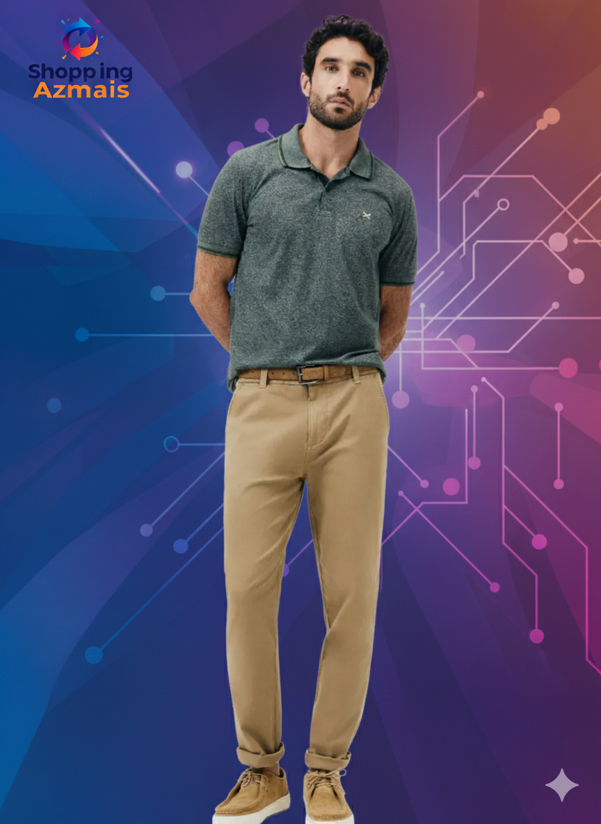 Calça Básica Masculina Chino Com Elastano Hering