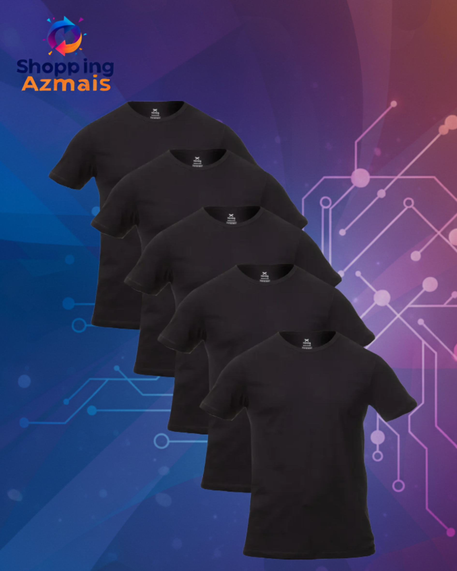 Kit Com 5 Camisetas Masculinas 4fv31den Básicas Slim Hering