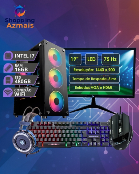 Pc Computador Completo I7 3.4ghz 16gb Ssd 480gb Monitor 19 - 480 Gb - 16 Gb - Hd Intel 4000