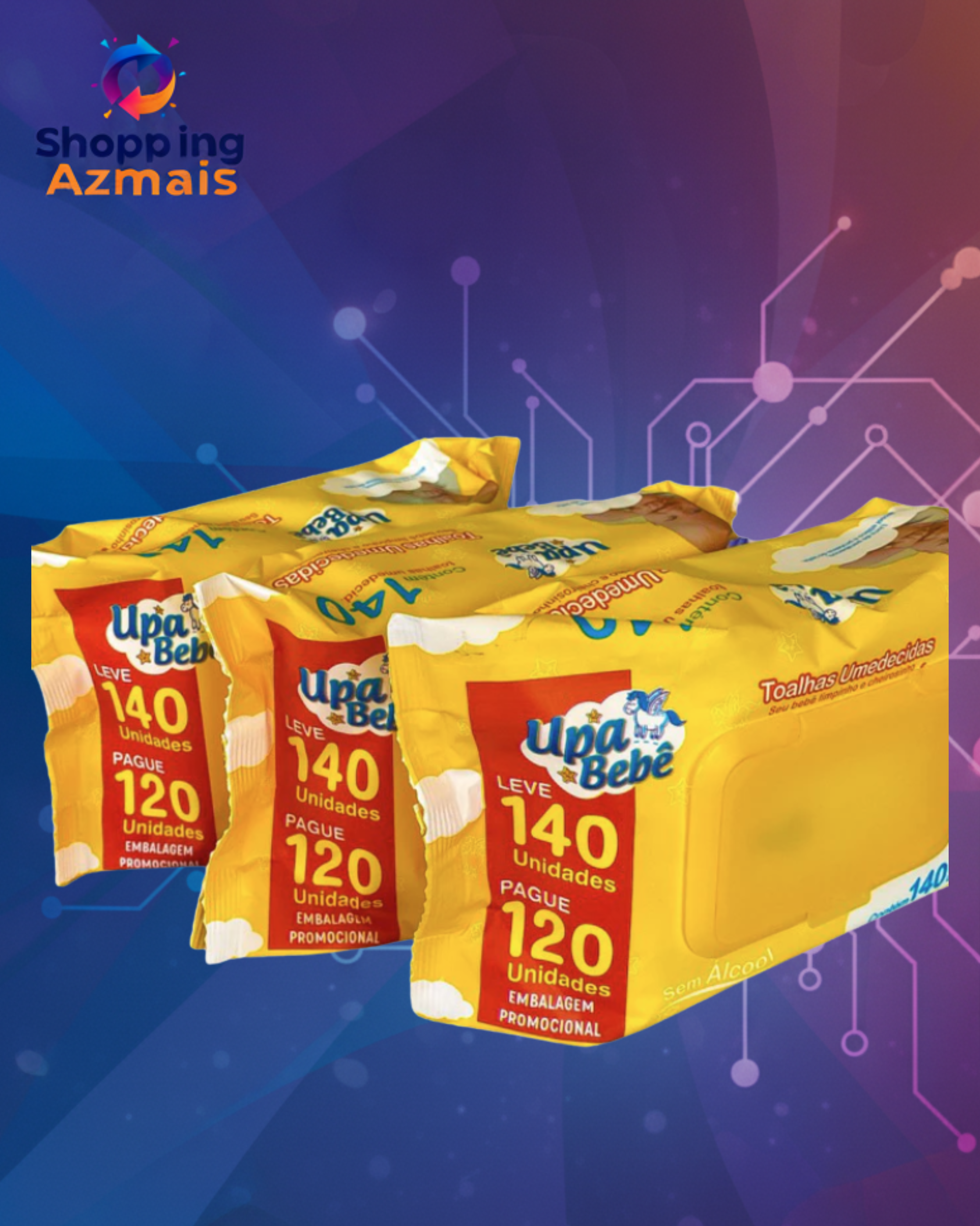 420 Toalhas Umedecidas/3 Pacotes- Upa Bebê