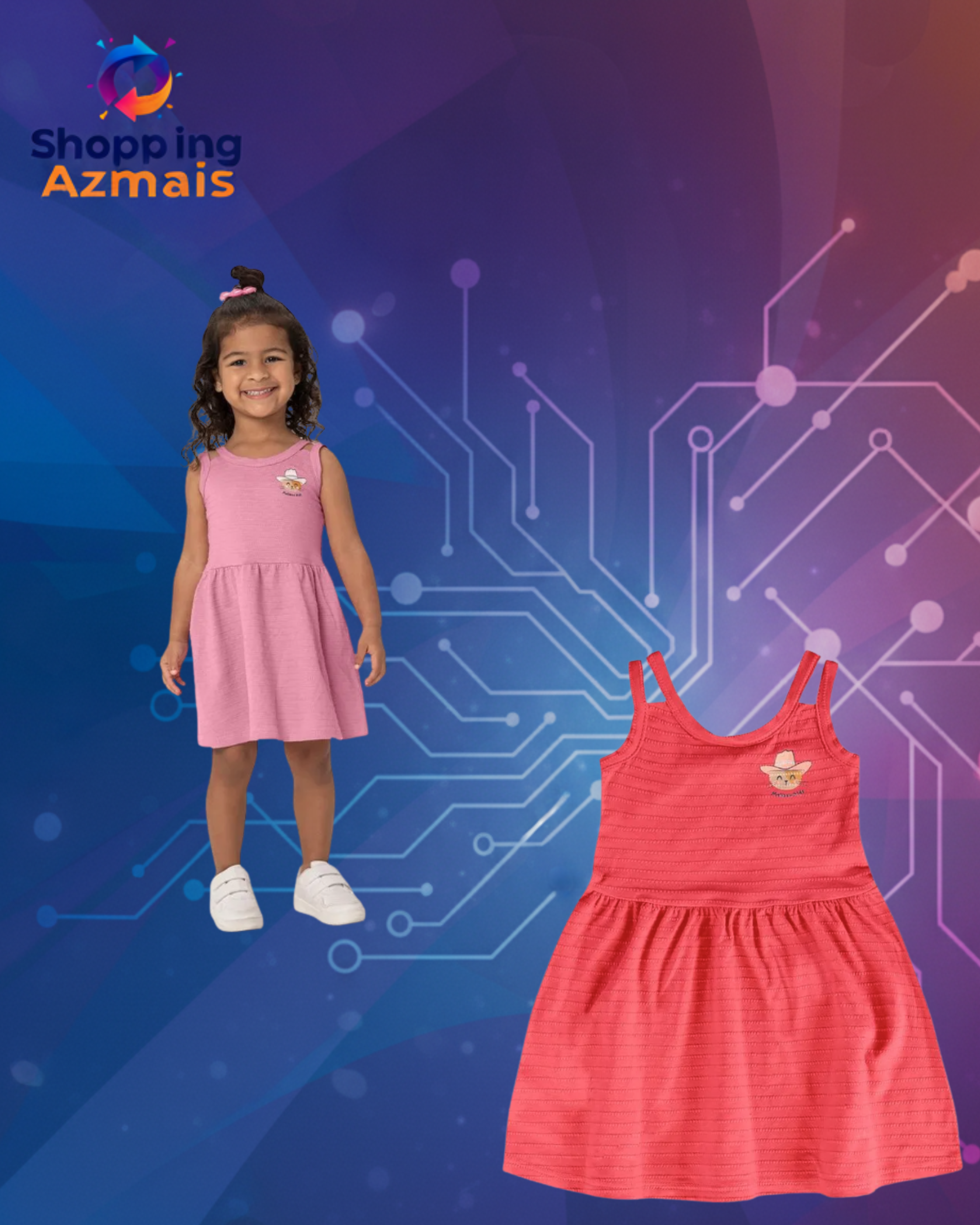 Vestido Infantil Alça Dupla Em Malha Texturizada Malwee Kids