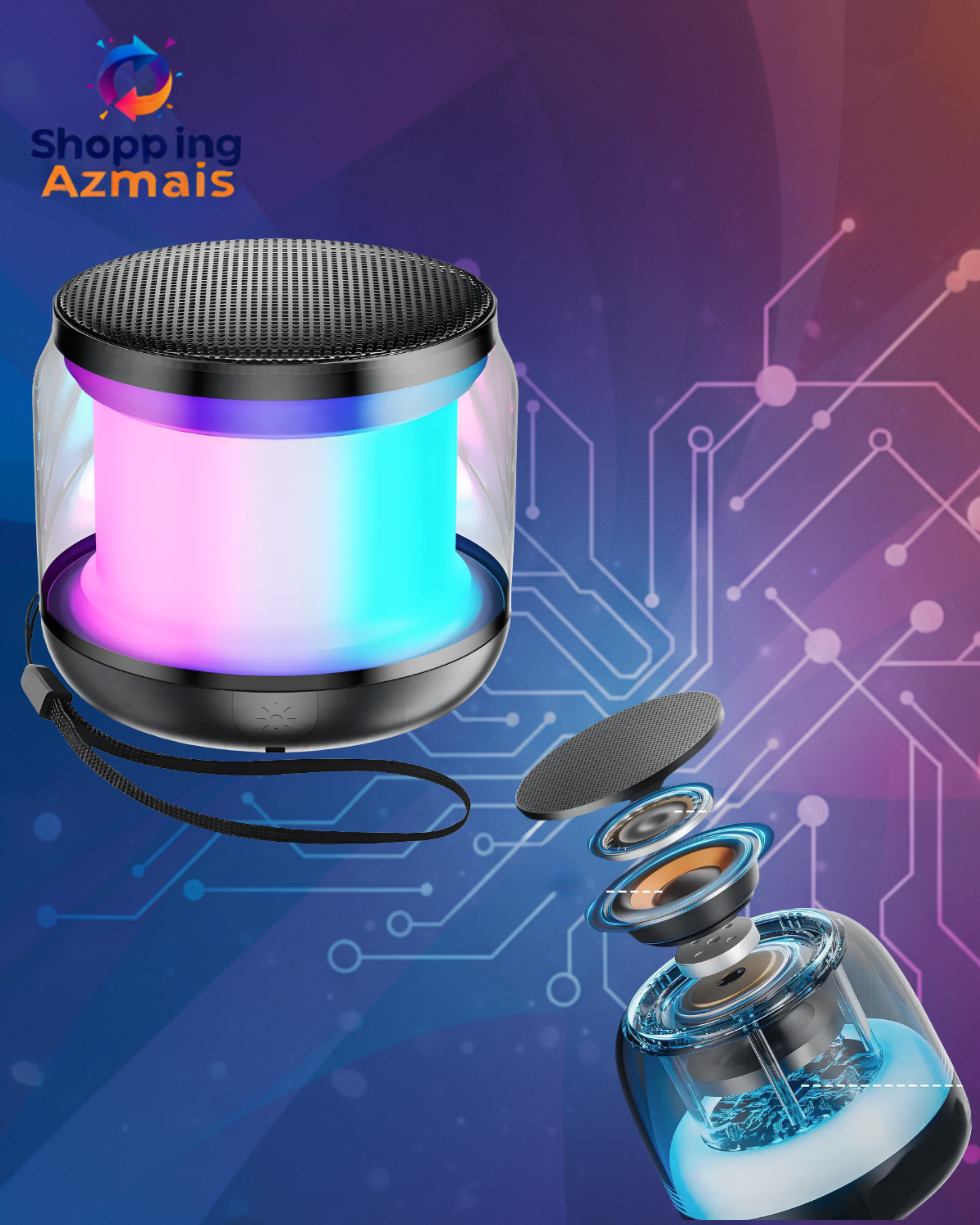 Caixinha De Som Bluetooth Portátil Pequena Potente Com Rgb