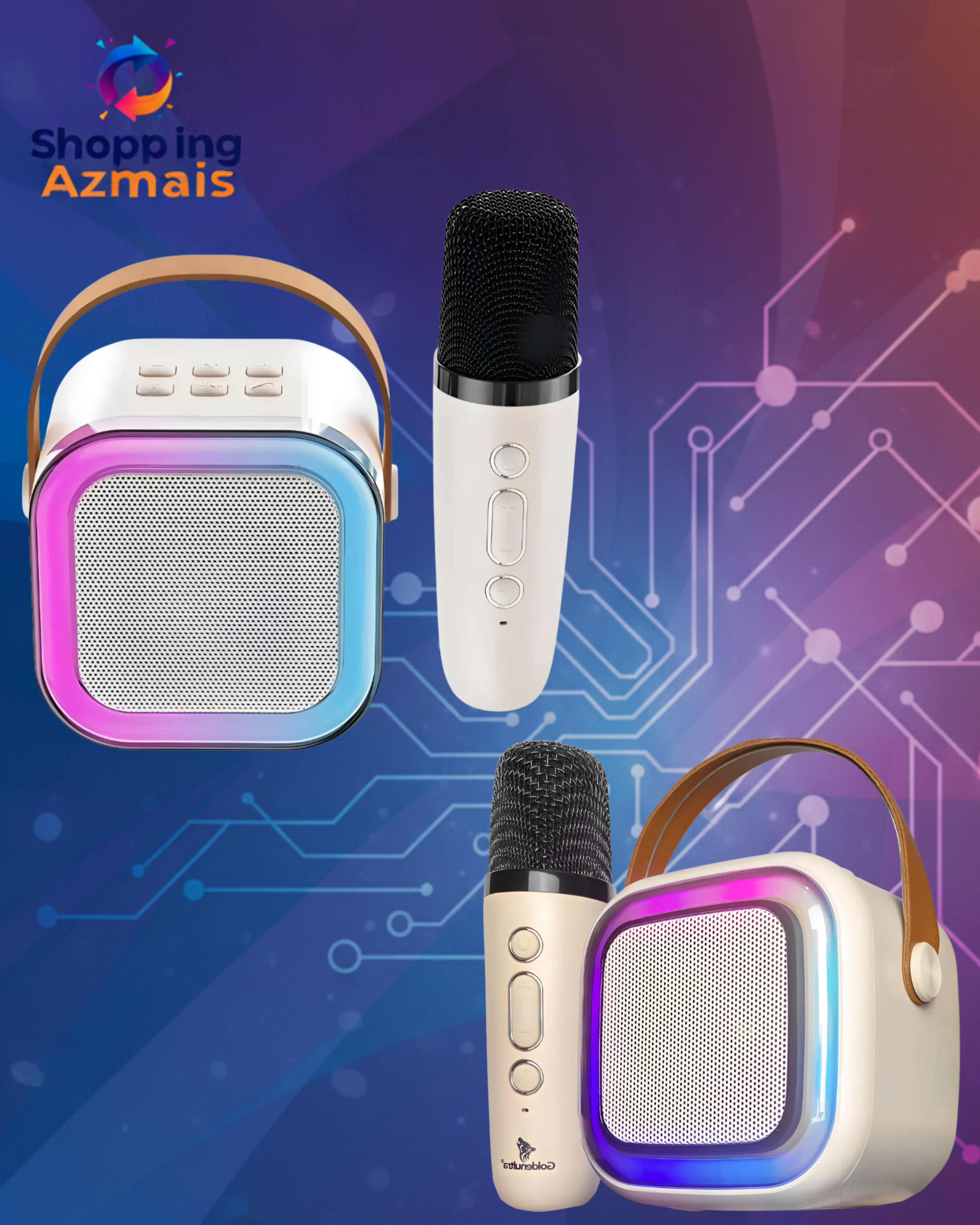 Caixa Som Com 1 Microfone Infantil Caixinha Bluetooth Karaoke