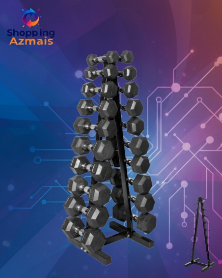 Torre Expositor Suporte Para Halteres Estante Sala Fitness MegaGym Equipamentos Fitness