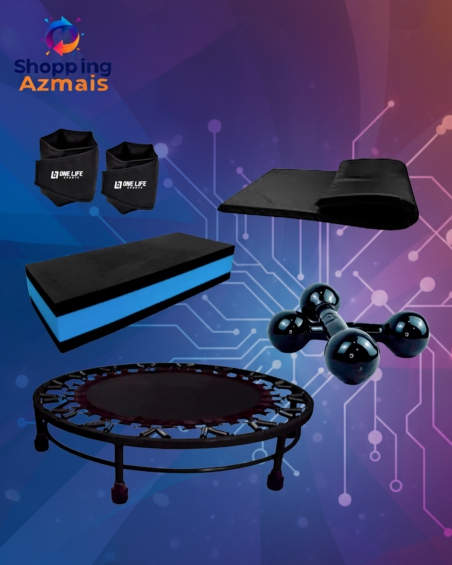 Kit Mini Jump+colchonete + Corda + Caneleira + Step+ Halter