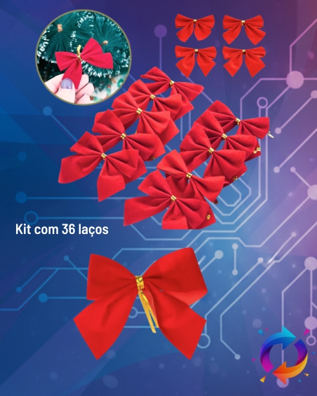 Kit 36 Lacinhos Natal Laço Enfeite Árvore Decoração Natalina