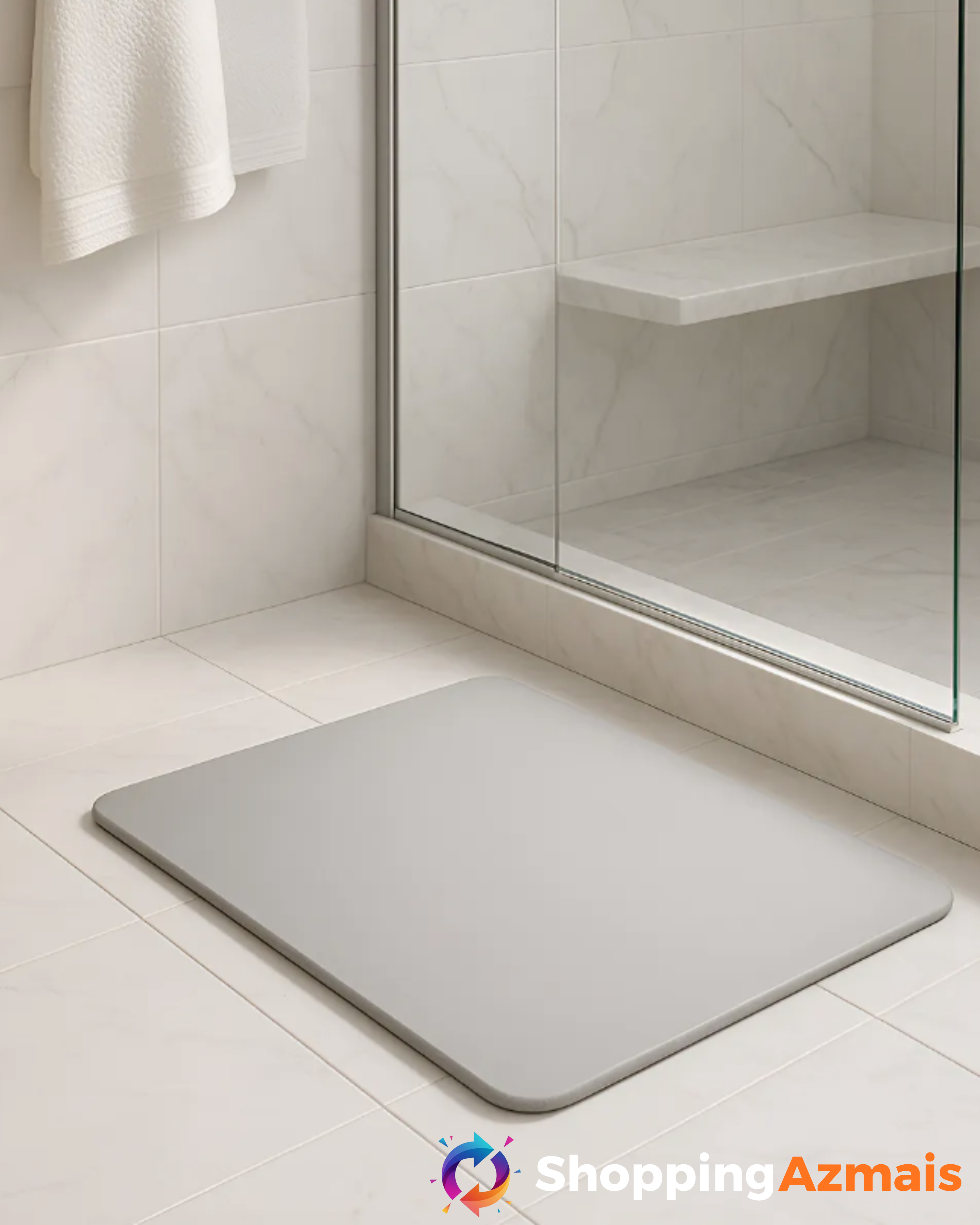 Tapete Lyor De Pedra Diatomita Para Banheiro Cinza 60cm