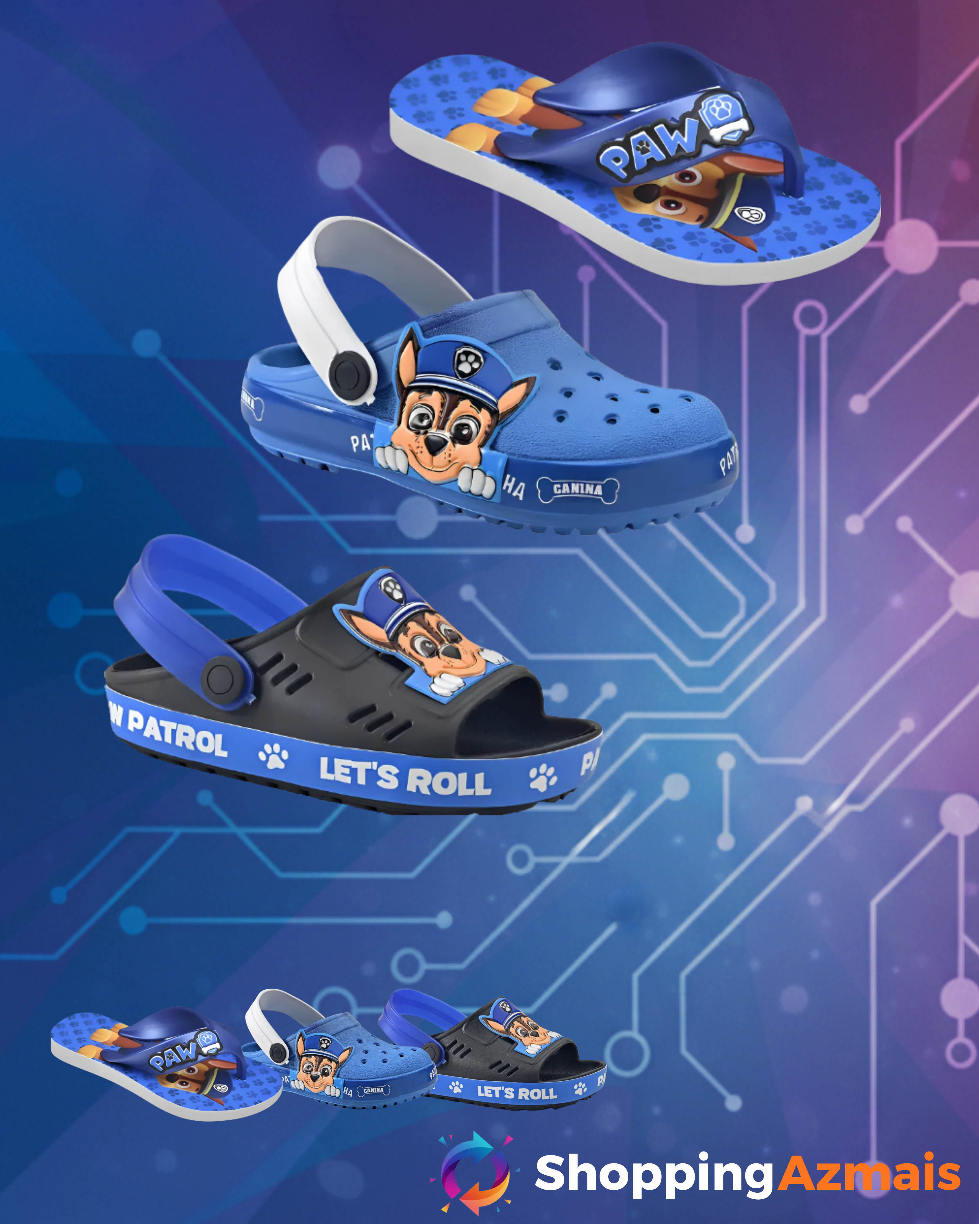 Kit 3 Em 1 Sandália + Babuche + Chinelo Infantil Menino Kids