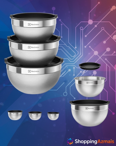 Conjunto de Bowls Tigelas de Inox com Tampa Plástica Electrolux