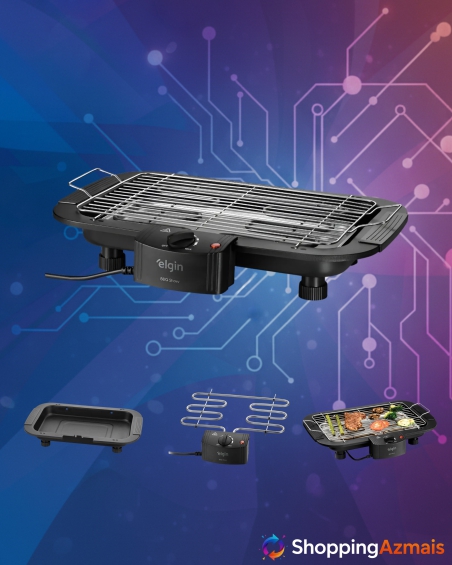 Churrasqueira Elétrica Grelha Elgin Anti fumaça regula temp