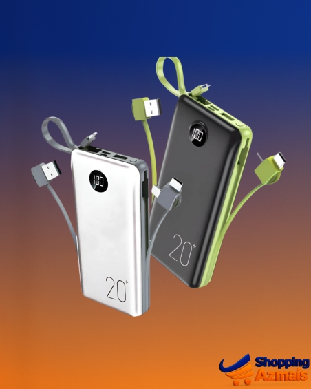 Power Bank 20.000mah Carregador Rápido Com Display Portátil - Preto