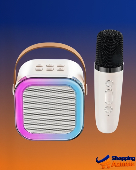 Caixa Som Com 1 Microfone Infantil Caixinha Bluetooth Karaoke
