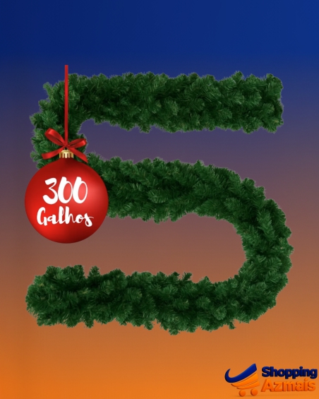 Festão Aramado Natal Grosso 270 Metros C/ 300 Galhos Cheios Flexível Decoração - Dekasa