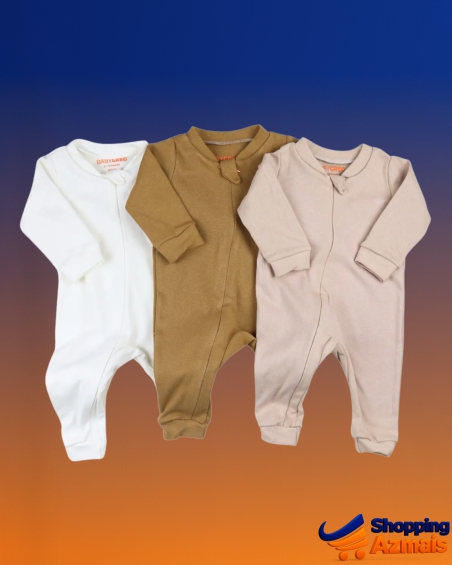 Kit 3 Macacão De Bebê Minimalista Com Ziper - Baby Greg