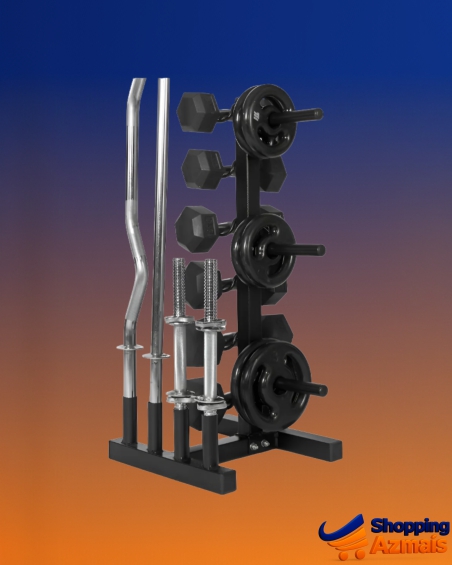 Suporte Organizador De Barra Para Estante Peso Halter - Preto