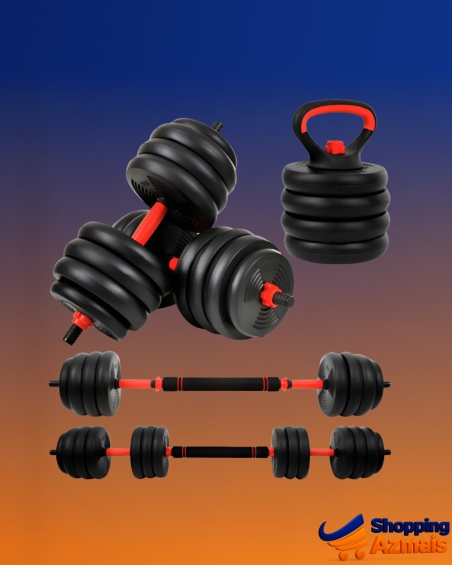 Kit Halteres 6 Em 1 Musculação Até 40kg Ajustável Preto - Preto