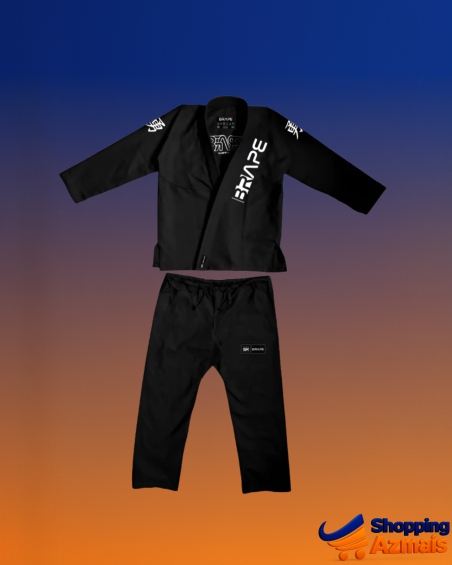 Kimono Jiu-jitsu Brape Combat - Preto Bordado Branco