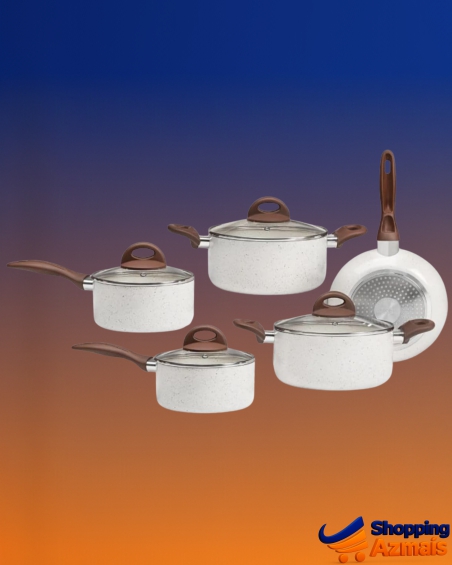 Brinox - Jogo de Panelas Antiaderente Ceramic Life 5 Peças com Fundo de Indução - Vanilla