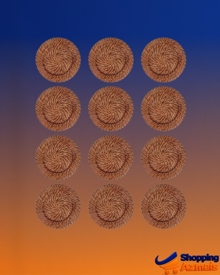 Kit 12 Sousplat Redondo Mundiart Rattan Bambu Cores Variadas