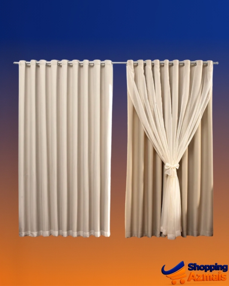 Cortina de Blackout com Voil Liso para varão simples - 4,00 x 2,70