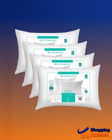 4 Travesseiros Impermeável Antialérgico 50x70 Suporte Medio