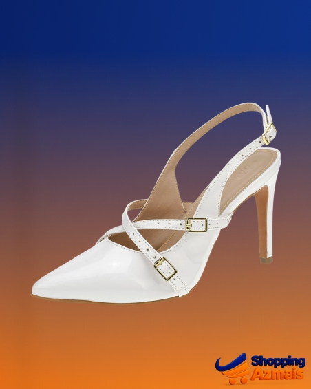 Scarpin Feminino Salto Fino Slingback Sapato Branco Noiva